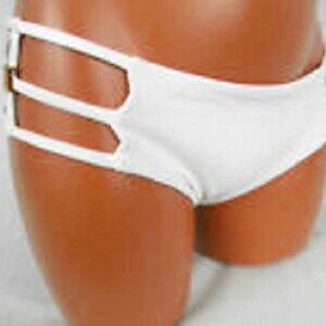 ALLTAN Leopard Beaded Hot Pant Bikini Bottom White XS